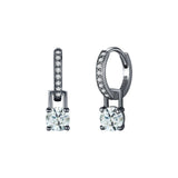 Geometric Green-Gray Moissanite Stud Earrings in Sterling Si - Front View - FITINY Jewelry