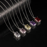 Multicolor Ice Flower Cut CZ Pendant Necklace, 10*14mm 5A Cubic Zirconia, 6 Color Options, Dainty Luxe Pendant - FITINY Jewelry
