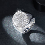 Men's White Gold-Tone Hip Hop Ring with Full Diamond-Like Mo - Front View - FITINY Jewelry