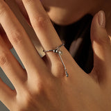 Geometric Moissanite Adjustable Ring in Sterling Silver - Side View - FITINY