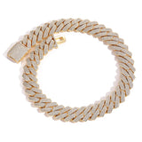 Gold Cuban chain necklace with stacked bracelets for layered look