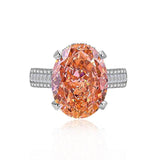 Multicolor Ice Flower Cut Oval CZ Adjustable Ring, Triple Pave Band, 12*16mm 5A Cubic Zirconia, 4 Color Options, Dainty Luxe - FITINY Jewelry