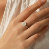 Geometric Halo Ring with Brilliant Moissanite Stones in Ster - Side View - FITINY