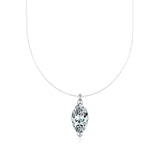 Geometric Moissanite Pendant Necklace in Sterling Silver – D - Front View - FITINY Jewelry