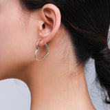 Sterling Silver Heart Huggie Hoop Earrings – Minimalist Ever - Side View - FITINY