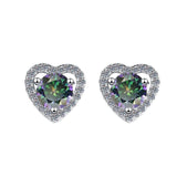 S925 Colorful Moissanite/CZ Heart Shape Halo Stud Earrings, 0.5ct D-Grade VVS Certificate, Hypoallergenic Sterling Silver Gift - FITINY Jewelry