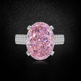 Multicolor Ice Flower Cut Oval CZ Adjustable Ring, Triple Pave Band, 12*16mm 5A Cubic Zirconia, 4 Color Options, Dainty Luxe - FITINY Jewelry