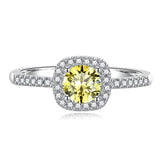 S925 Multicolor Moissanite Cushion Halo Adjustable Rings with Pavé-Set Band & Square Accents, 0.5ct-2ct D-Grade VVS Certificate, 12 Vibrant Colors, Sterling Silver Jewelry - FITINY Jewelry