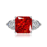 Multicolor Ice Flower Cut Square CZ Adjustable Ring, 10*10mm 8A Main Cubic Zirconia, Two Heart Side CZ, Dainty Luxe - FITINY Jewelry