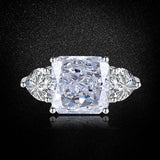 Multicolor Ice Flower Cut Square CZ Adjustable Ring, 10*10mm 8A Main Cubic Zirconia, Two Heart Side CZ, Dainty Luxe - FITINY Jewelry