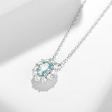 Paraba Blue Oval Moissanite Pendant Necklace in Sterling Sil - Front View - FITINY Jewelry