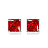 Multicolor Ice Flower Cut Square CZ Stud Earrings, 7*7mm 5A Cubic Zirconia, Dainty Luxe - FITINY Jewelry