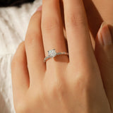 Round Moissanite Solitaire Ring in Sterling Silver - Side View - FITINY
