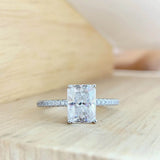 S925 Radiant Cut Moissanite & High Carbon Engagement Ring with Pavé-Set Band, 1-3ct VVS1 Certified, 4-Prong Sterling Silver - FITINY Jewelry