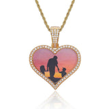 Heart-Shaped Photo Pendant Necklace with Zirconia Accents in - Front View - FITINY Jewelry
