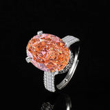 Multicolor Ice Flower Cut Oval CZ Adjustable Ring, Triple Pave Band, 12*16mm 5A Cubic Zirconia, 4 Color Options, Dainty Luxe - FITINY Jewelry