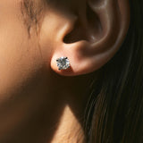 Round Moissanite Stud Earrings in Sterling Silver – Minimali - Detail View - FITINY Jewelry
