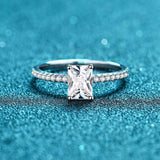 S925 Radiant Cut Moissanite & High Carbon Engagement Ring with Pavé-Set Band, 1-3ct VVS1 Certified, 4-Prong Sterling Silver - FITINY Jewelry