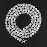 Hip Hop Iced Out Tennis Chain Necklaces, 18K Gold & White Gold Plated, 3–6mm CZ Iced Out Bling Jewelry, 16-24inch - FITINY Jewelry
