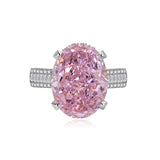 Multicolor Ice Flower Cut Oval CZ Adjustable Ring, Triple Pave Band, 12*16mm 5A Cubic Zirconia, 4 Color Options, Dainty Luxe - FITINY Jewelry