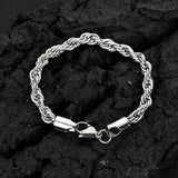 Twist Link Hip Hop Necklace & Bracelet Set in Stainless Stee - Front View - FITINY Jewelry