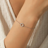 Geometric Circle Moissanite Bracelet in Sterling Silver for - Side View - FITINY