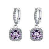 S925 Colorful Moissanite Halo Earrings with Pavé-Set Halo & Hoop, VVS1 Certified, 12 Vibrant Colors , Sterling Silver - FITINY Jewelry