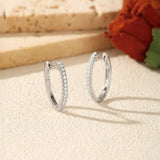 Heart-Shaped Moissanite Stud Earrings in Sterling Silver - On Model View - FITINY