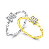 Four-Leaf Clover Moissanite Ring in Sterling Silver – Delica - Front View - FITINY Jewelry