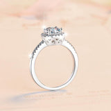 S925 Multicolor Moissanite Cushion Halo Adjustable Rings with Pavé-Set Band & Square Accents, 0.5ct-2ct D-Grade VVS Certificate, 12 Vibrant Colors, Sterling Silver Jewelry - FITINY Jewelry