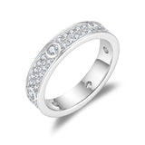 Front view of FITINY moissanite stackable band ring in white gold on white background