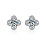 S925 Moissanite Clover Stud Earrings, Sterling Silver Minimalist Earrings Jewelry - FITINY Jewelry