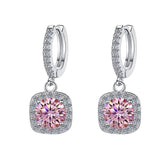 S925 Colorful Moissanite Halo Earrings with Pavé-Set Halo & Hoop, VVS1 Certified, 12 Vibrant Colors , Sterling Silver - FITINY Jewelry