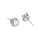 S925 Dazzling Classic 4-Prong CZ Stud Earrings, 2-8mm Round Cubic Zirconia Sterling Silver Earrings, 4 Color Options, Unisex Men Women Daily - FITINY Jewelry