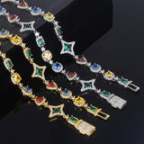 Geometric Hip Hop Bracelet with Cubic Zirconia in Gold or Wh - Side View - FITINY