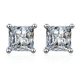 S925 Square Princess Cut CZ or Moissanite Stud Earrings, 0.6-2ct Sterling Silver Hypoallergenic Zirconia Gift for Her Him - FITINY Jewelry