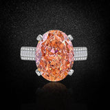 Multicolor Ice Flower Cut Oval CZ Adjustable Ring, Triple Pave Band, 12*16mm 5A Cubic Zirconia, 4 Color Options, Dainty Luxe - FITINY Jewelry