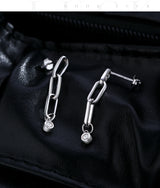 Geometric Chain Drop Earrings with Moissanite Stone in Sterling Silver