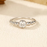Geometric Bubble Ring with Round Moissanite Stones in Sterli - On Model View - FITINY