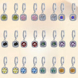 S925 Colorful Moissanite Halo Earrings with Pavé-Set Halo & Hoop, VVS1 Certified, 12 Vibrant Colors , Sterling Silver - FITINY Jewelry