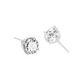 S925 Dazzling Classic 4-Prong CZ Stud Earrings, 2-8mm Round Cubic Zirconia Sterling Silver Earrings, 4 Color Options, Unisex Men Women Daily - FITINY Jewelry