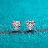 S925 Moissanite/CZ Heart Shape Stud Earrings, 1-2ct D-Grade VVS Certificate, Hypoallergenic Sterling Silver Gift - FITINY Jewelry