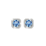 S925 Colorful Moissanite/CZ Square Halo Earrings, 0.5-1ct D-Grade VVS Certificate, Hypoallergenic Sterling Silver Jewelry Gift - FITINY Jewelry