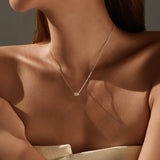 Champagne Moissanite Pendant Necklace in Sterling Silver – M - Side View - FITINY