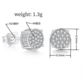 Iced Out CZ 18k Dazzling Stud Earrings, S925 Silver Post, 4 Style Options, Hip Hop Hypoallergenic 4A Cubic Zirconia Bling Studs for Men and Women - FITINY Jewelry