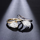 Side profile showing tapered band and waterdrop stone setting