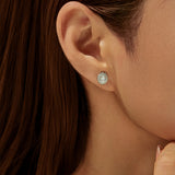 Floral Moissanite Stud Earrings in Sterling Silver - Side View - FITINY