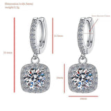 S925 Rainbow Green Moissanite Square Halo Earrings with Pavé-Set Halo & Hoop, 1ct D-Grade VVS1 Round Moissanite with GAR certification, Sterling Silver Earrings - FITINY Jewelry