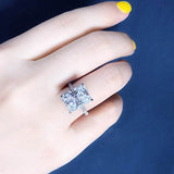 Stunning Radiant Cut CZ Ring, Cubic Zirconia with Pave Band, White Gold Plated Dainty Ring Jewelry for Part Men Women - FITINY Jewelry