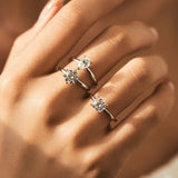 Geometric Moissanite Ring in Sterling Silver – Waterdrop, Sq - Side View - FITINY